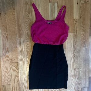 Express Fuchsia and Black Bodycon Dress